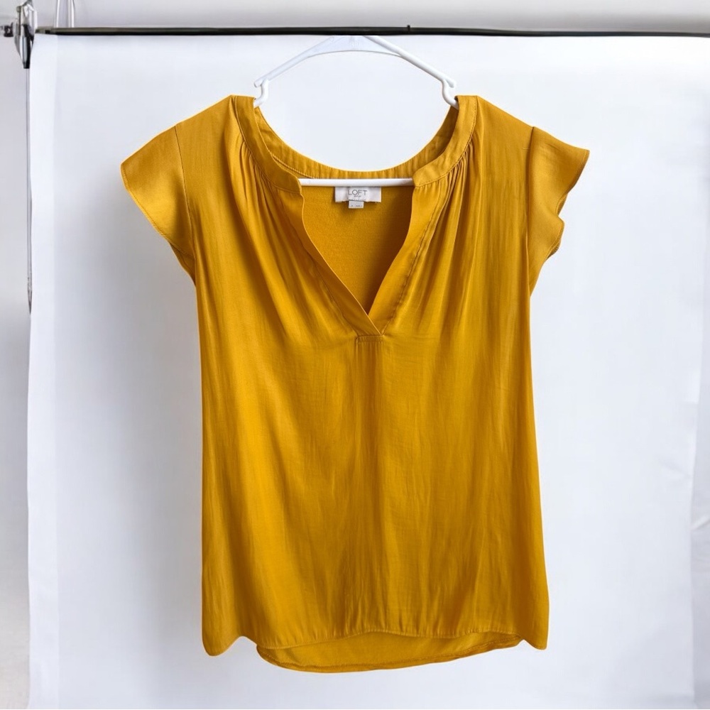 LOFT Gold Cap Sleeve Relaxed Blouse